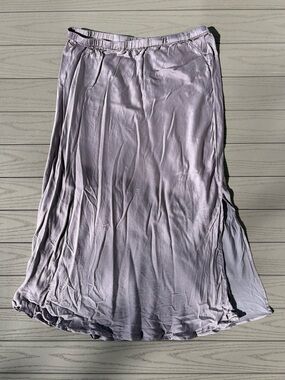 Young Fabulous & Broke Purple Satin Midi Skirt